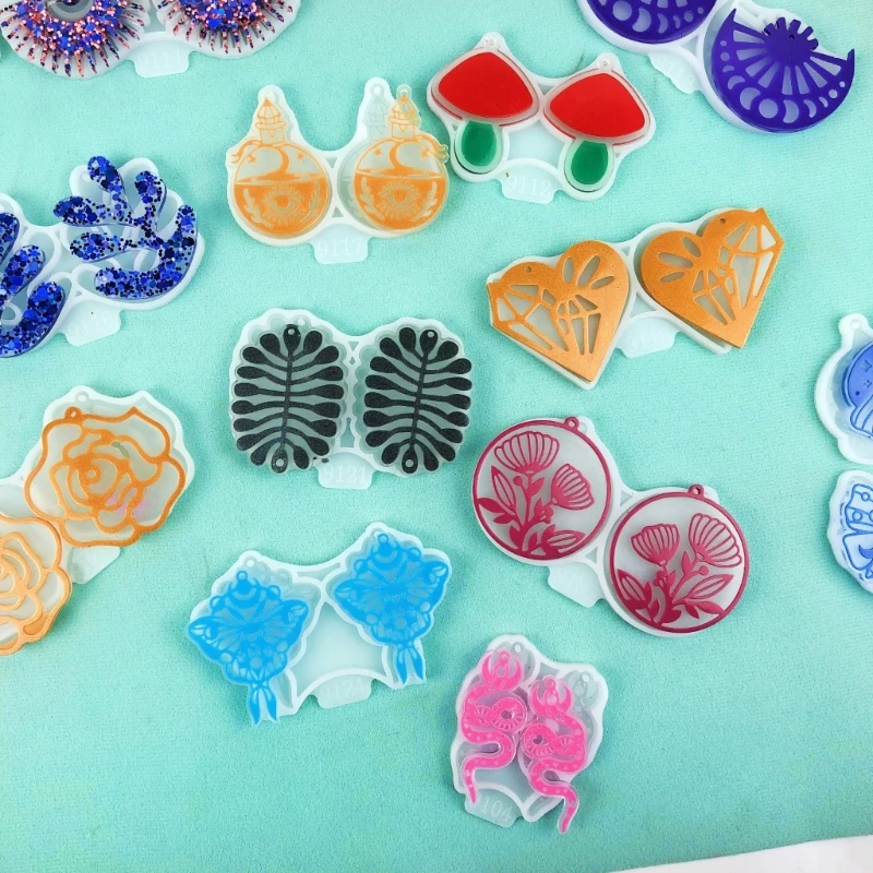 30 Styles Combined Geometry Earrings Silicone Molds Suitable for Epoxy Resin Diy Crafts Ornament Pendant Keychain Making