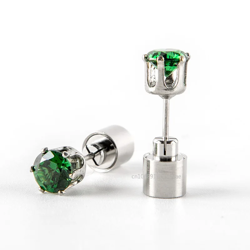2/1PCS Colorful LED Luminous Studs Square Zircon Earrings Men Women Bar Rave Wedding Party Ear Stud Jewelry Glowing Earring