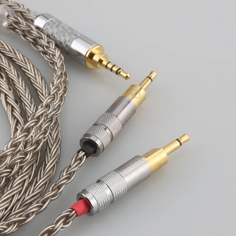 16 Cores Silver Plated HiFi Cable 6.35mm 3.5mm 4.4mm Male to Dual 2.5mm Adapter for Sennheiser HD700 NW ZX300A Headphone