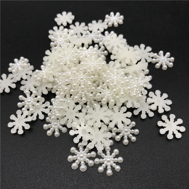 15mm White Ivory Snowflake Shape Beads Craft Imitation Pearls Flatback For Art Scrapbooking DIY Decoration