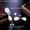 CWWZircons Elegant Design Shiny White Cubic Zircon Dangly Bridal Wedding Party Clip on Pearl Earrings No Piercing Hole CZ496 4