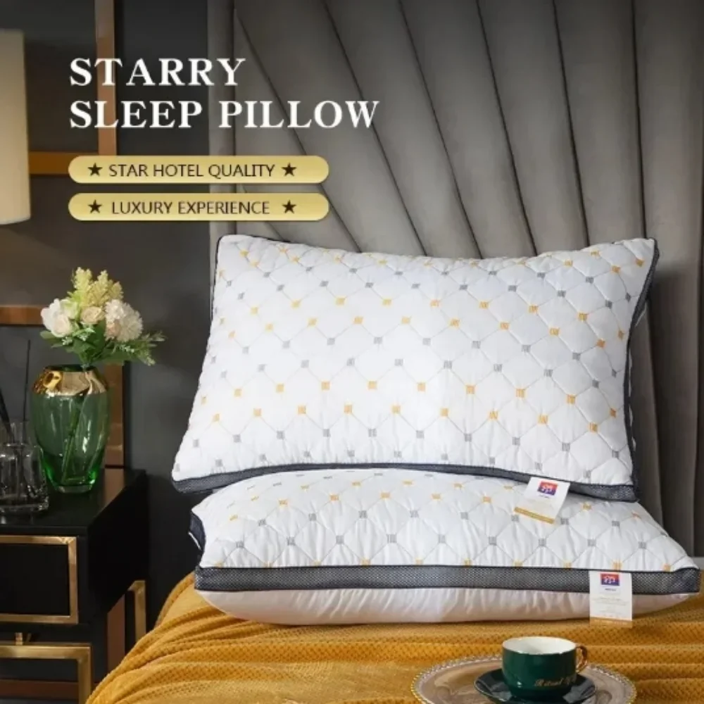 1pc Hotel's Same Feather Cotton Neck Pillow Three-dimensional For Sleeping Bedroom Dormitory Hotel Applicable