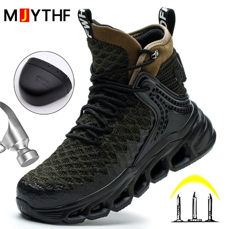 

Security Protective Shoes Men Boots Steel Toe Cap work Boots Puncture-Proof Safety Shoes Men Lightweight Comfort Work Sneakers