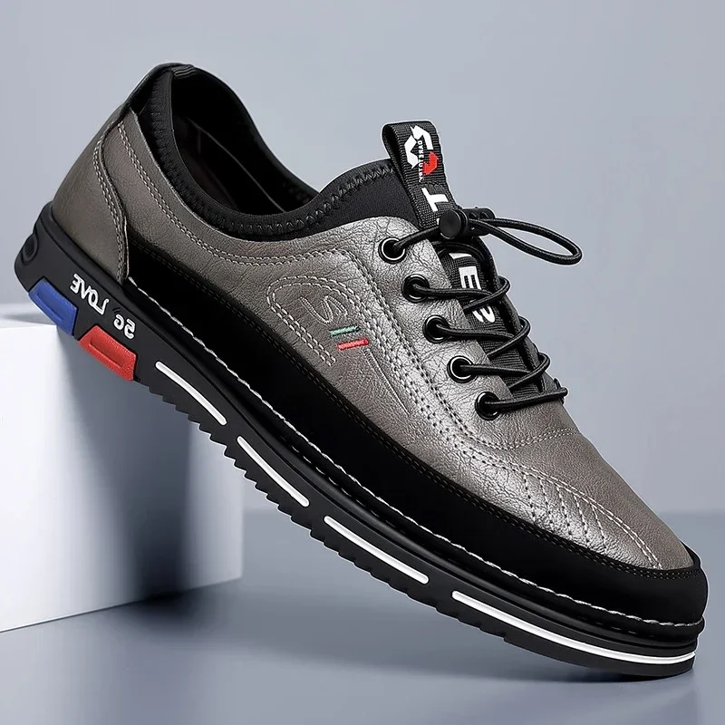 Genuine Leather Men Casual Shoes High Quality Men's Sneakers  Elastic Band Walking Shoes for Men Luxury Formal Office Oxfords 2