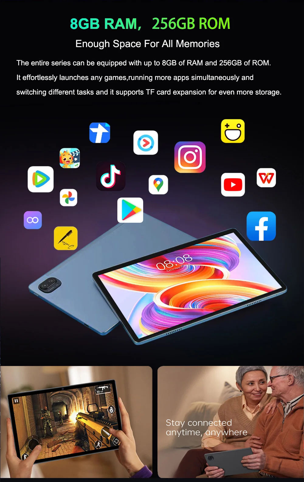 2024 Nenmone Tab10 2K 디스플레이, 10.36 인치, 4G, 2 in 1 태블릿, 안드로이드 12 옥타코어, GPS, 256GB, 어린이 선물, 16MP 카메라, 8000mAh, 신제품