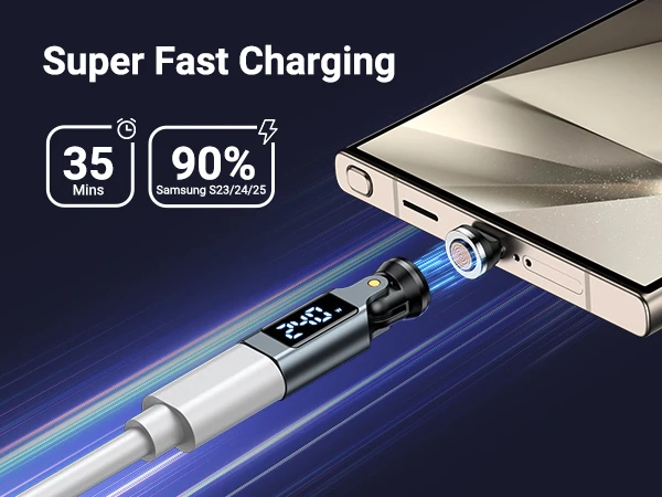 AUFU Digital Display USB C Magnetic Adapter PD240W 9Pin USB C to Type C Fast Charging USB-C Female OTG Converter for Samsung IPh