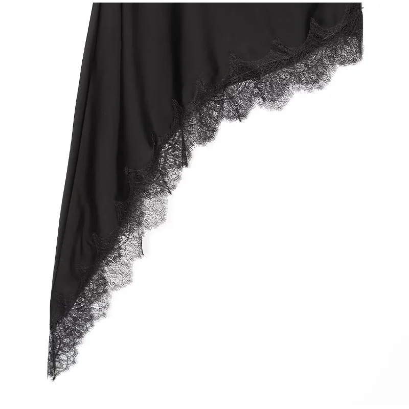 Solid Chic Loose Lace One Shoulder Top