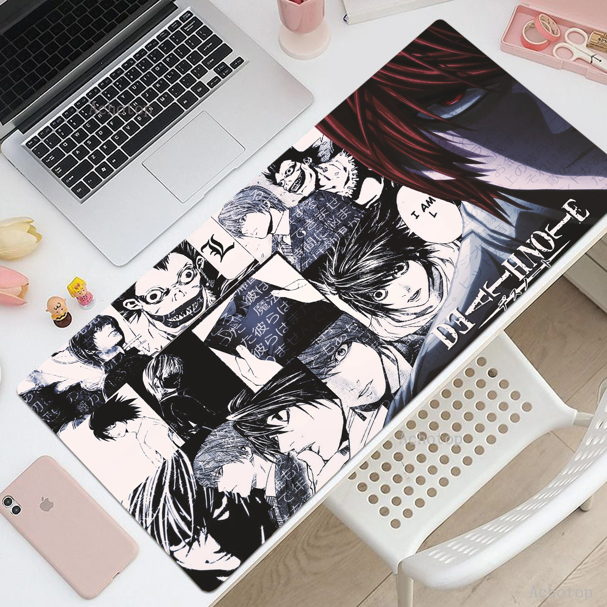 

Death Note Game Mousepad Computer Desktop Mousemat XXL 90x40 Home Office Deskmat Speed Keyboard Pads Locking Edge Carpet Mats