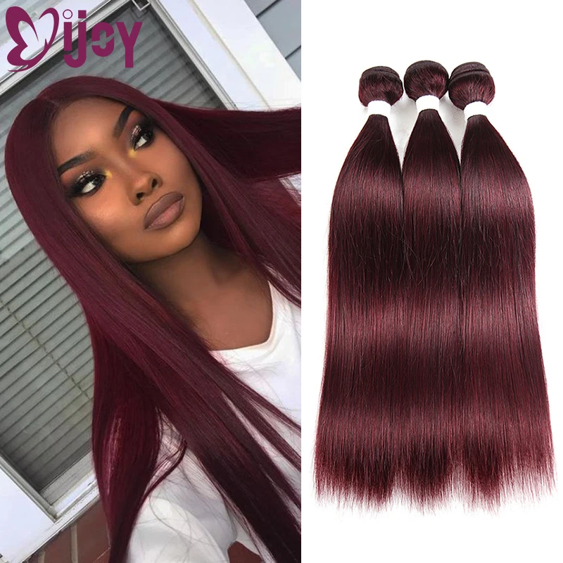 99J/Burgundy Human Hair Weave Bundles 8-26 Inch Pre-colored Brazilian Straight Human Hair Weave Non-Remy Extensions IJOY