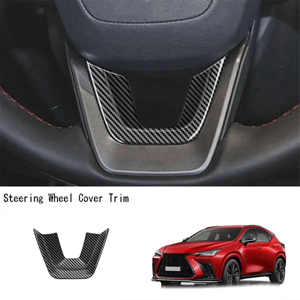 Carbon Fiber ABS Steering Wheel Cover Trim Interior Mouldings Strip Decoration For NX260 NX350H + RHD