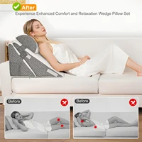 Wedge Pillow 12-in-1 Memory Foam Sleeping Support Pillow Headrest Adjustable Incline Cushion For Acid Reflux, Back Pain, Snoring 3