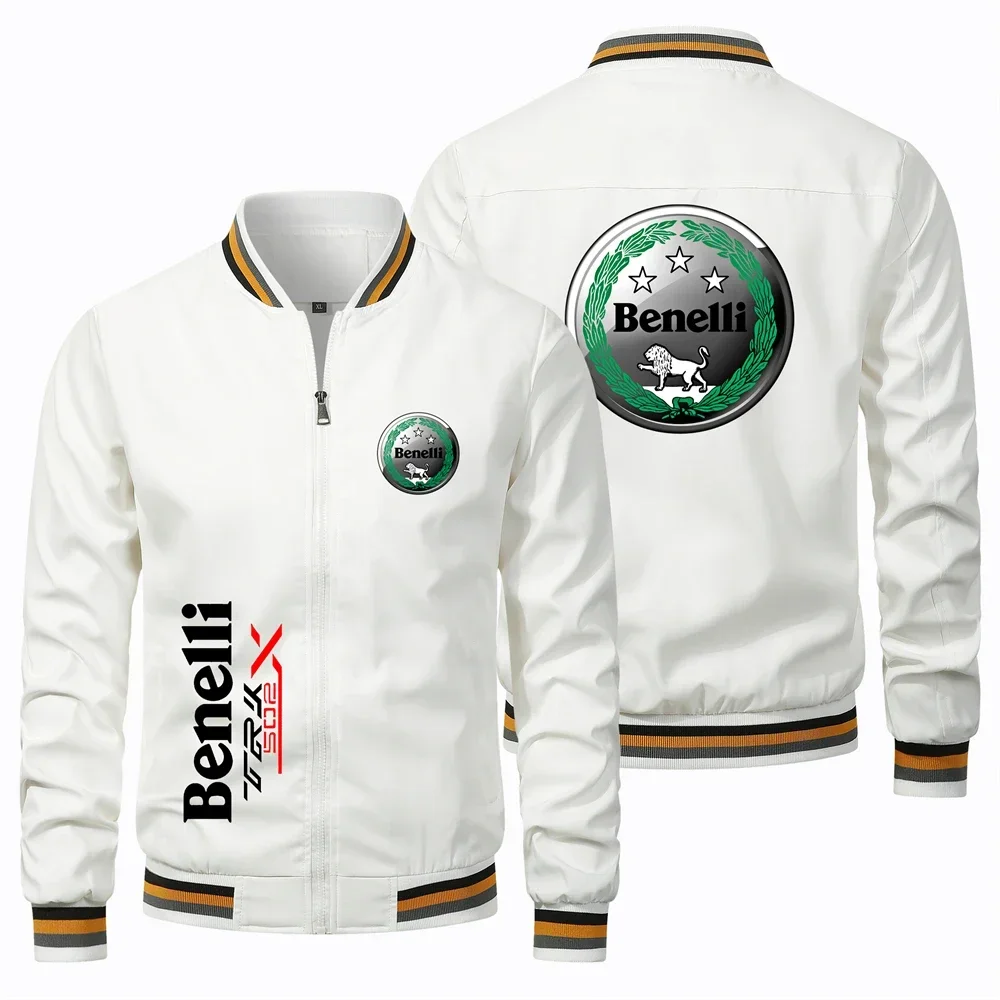 Men's Fashionable Bomb Jacket with Benelli Motorcycle for Spring Outdoor Leisure Windproof Oversized Men's Clothing New