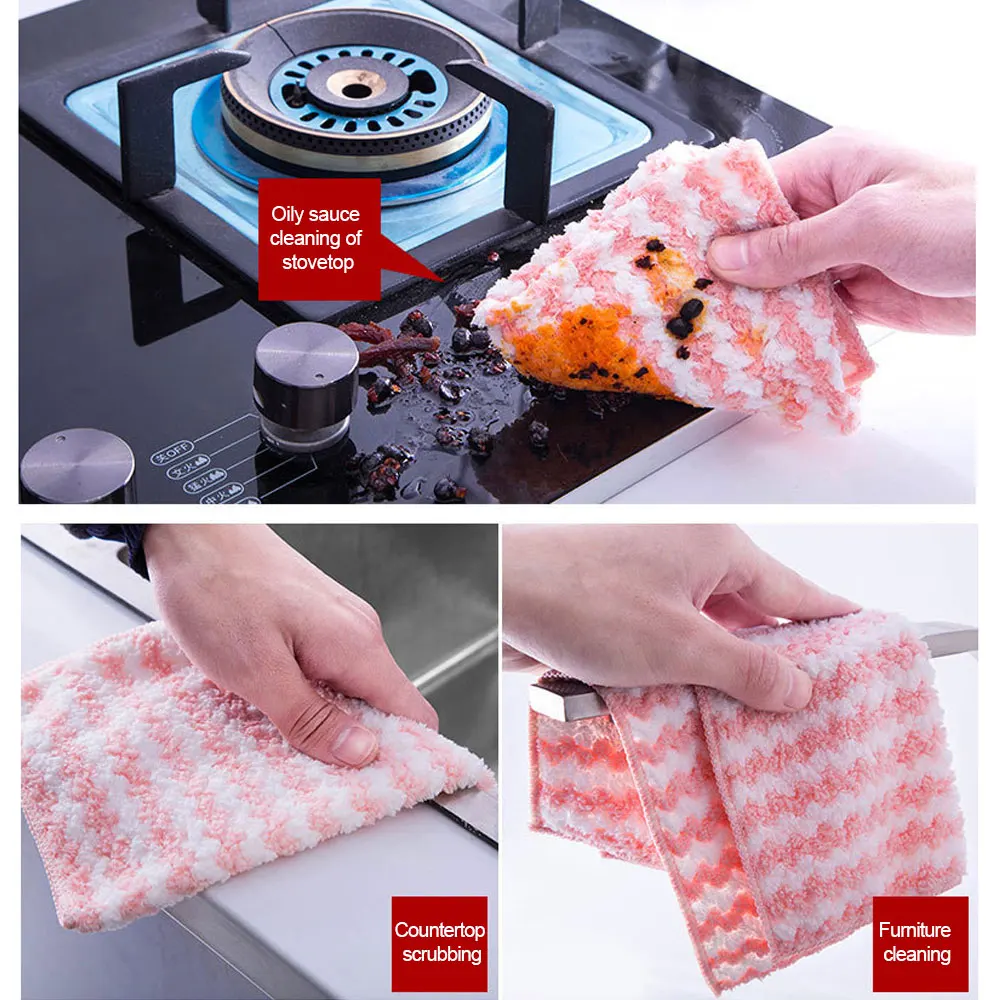 Homaxy 12pcs Microfiber Cleaning Cloth Kitchen Dish Cloths Towel Absorbent  Coral Velvet Dish Towels Kitchen Household Dishcloth - AliExpress