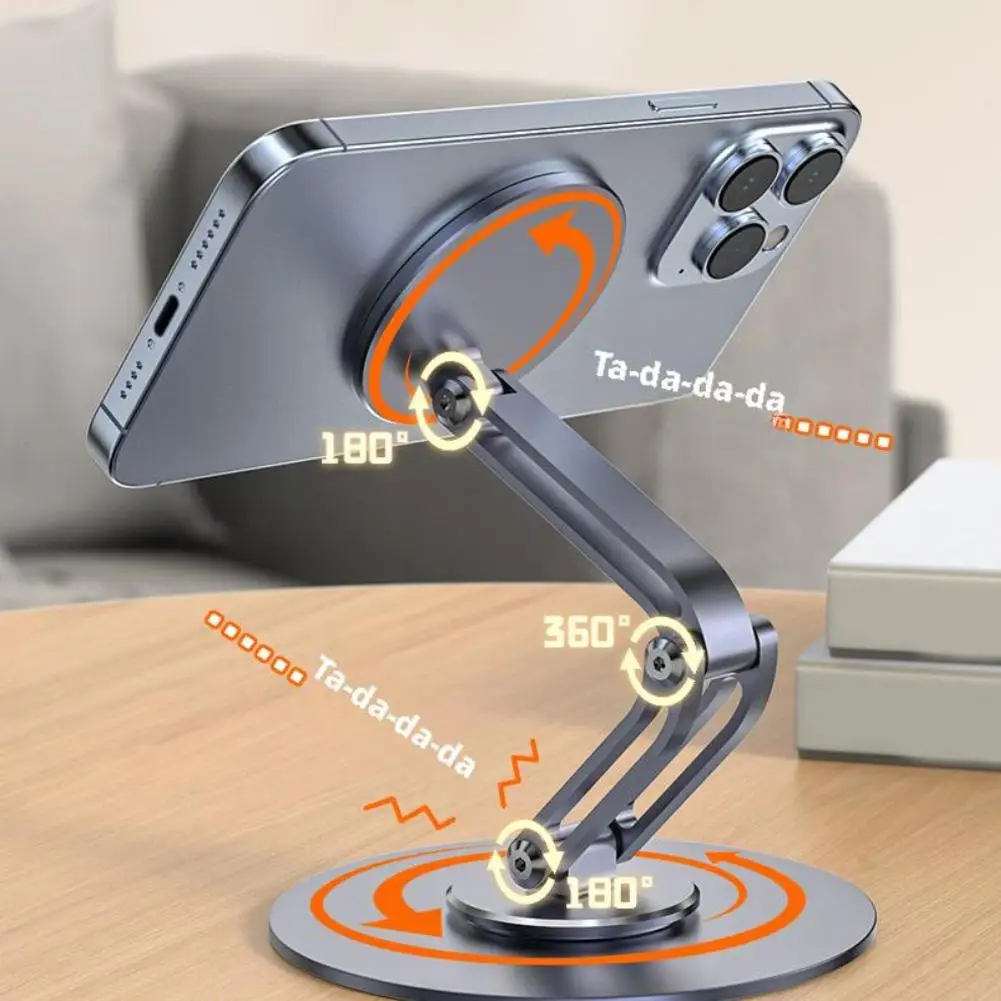 Aluminum Mobile Phone Holder with 360 Degree Rotation for Home and Car