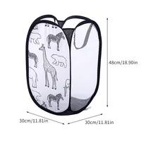Laundry Basket Giraffe Cartoon Foldable Dirty Clothes Storage Organizers Polyester Mesh Fabric Sundries Basket for Bathroom 5