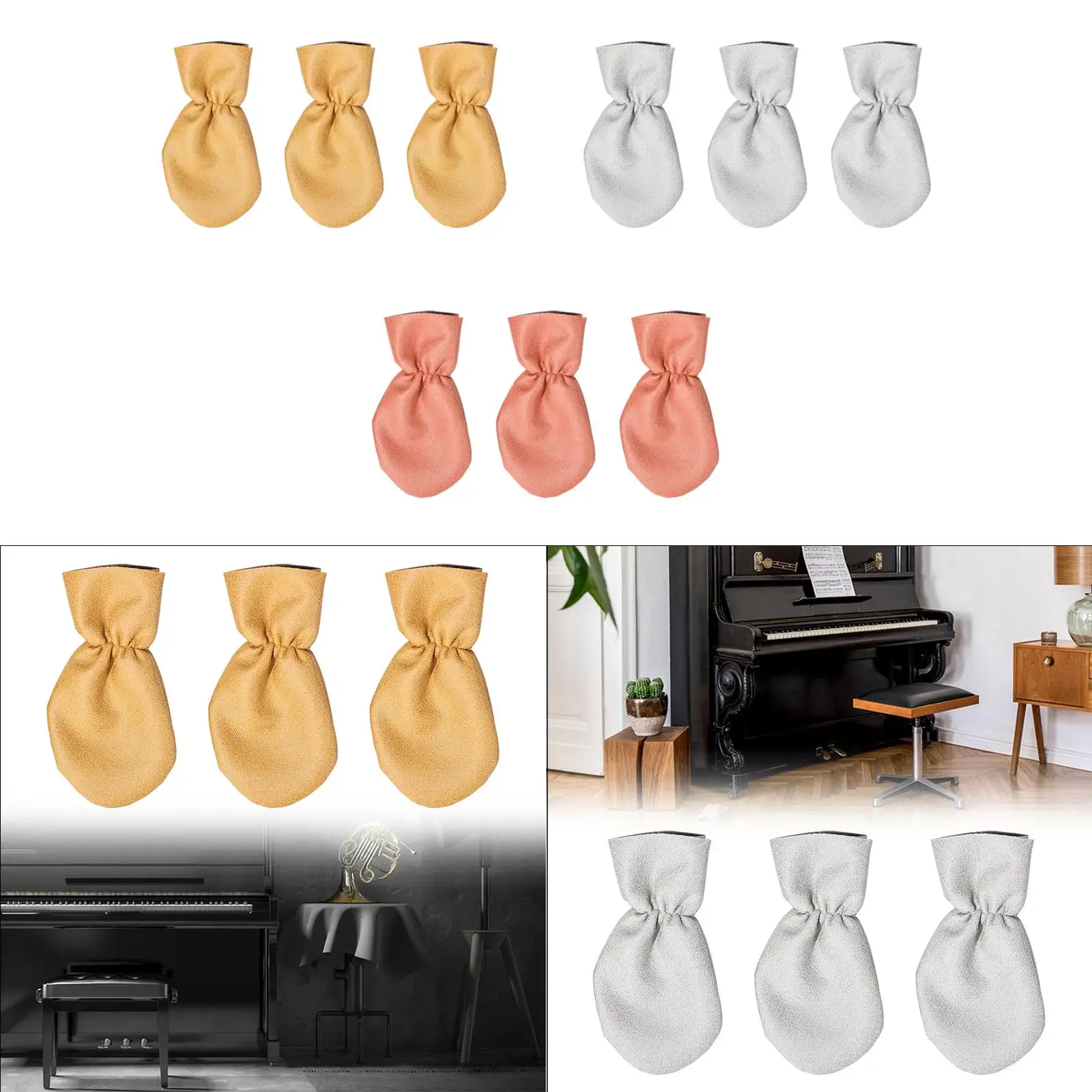 3x Piano Pedal Dust Cover Musical Instrument Dustproof Wear Resistant Piano Foot Protective Sleeve for Grand Upright