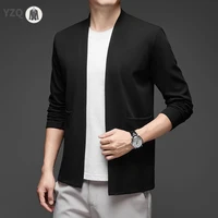 Veste cape à manches longues pour hommes, nouvelle collection d'affaires décontractée, couleur unie, tricotée, confortable et à la mode, haut polyvalent toutes saisons 6