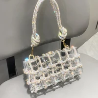 Handle Rhinestones Evening bag silver Crystal handmade Bags for Women Purses and Handbags Luxury Designer banquet bag - Image 3