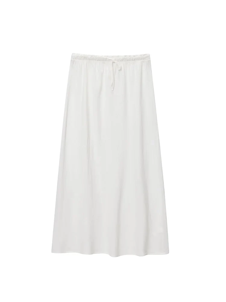 TFMLN Summer New Women Long Skirt Elastic High Waist Casual Straight Midi Skirt Chic Women Fashion Daily Commuting Outfits