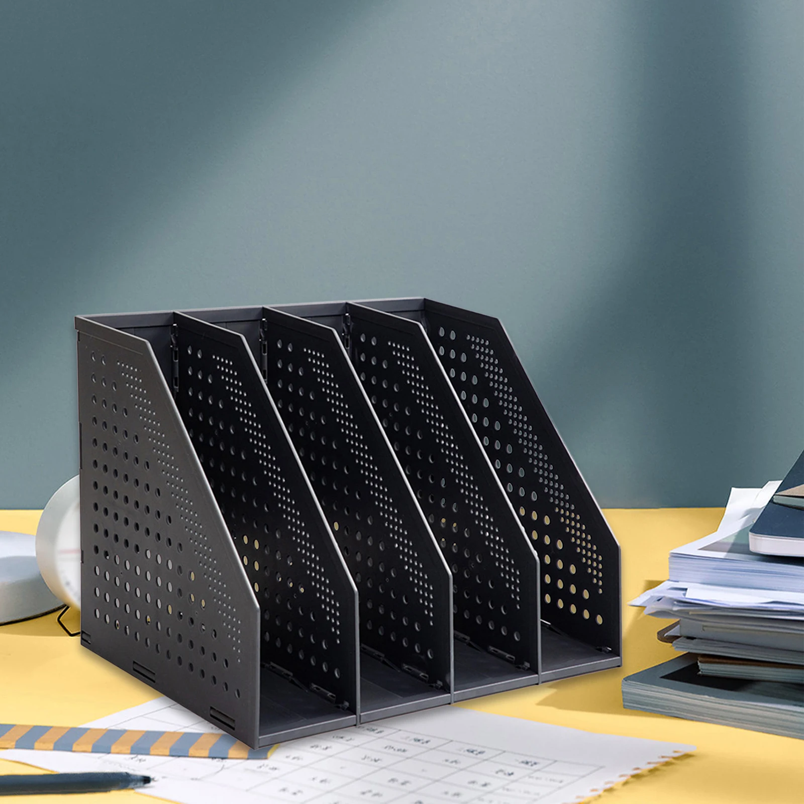 Magazine File Desk Organizer Books File Magazine Rack Holder Foldable Storage Vertical Bookshelf for School Office Home Supplies