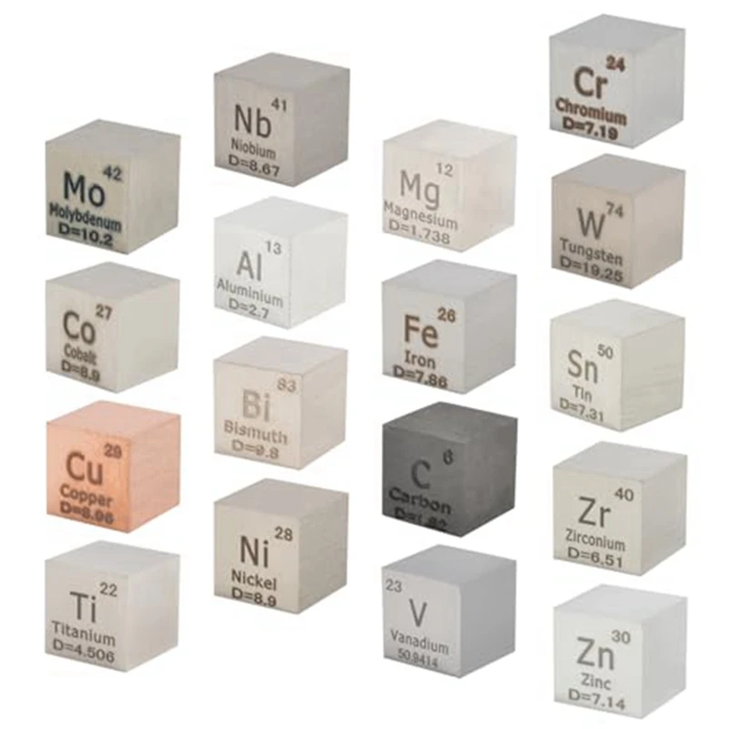 

Metallic Elements Cubes-Density Cube Set For Periodic Table Series - 99.99% High Purity (0.39Inch/10Mm)