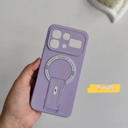 Magnetic Kickstand Shockproof Matte Phone Case with Bracket Holder for Infinix Note 60 (Purple)