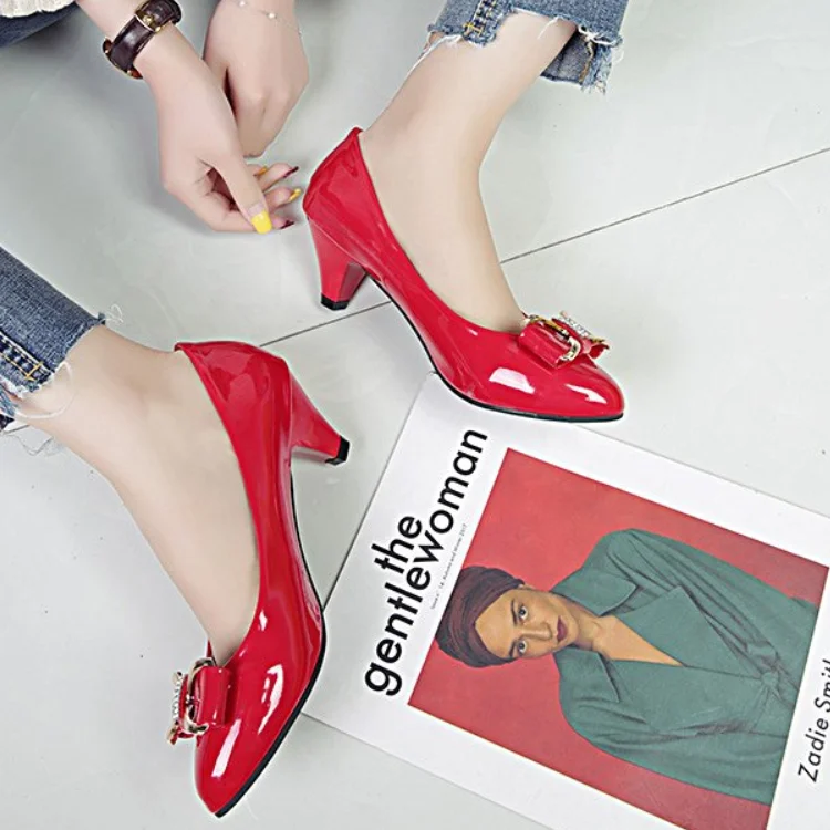 5cm Autumn New Women's Shoes Fashion Professional High Heels Black Red Shallow Mouth Comfortable Work Shoes34-40