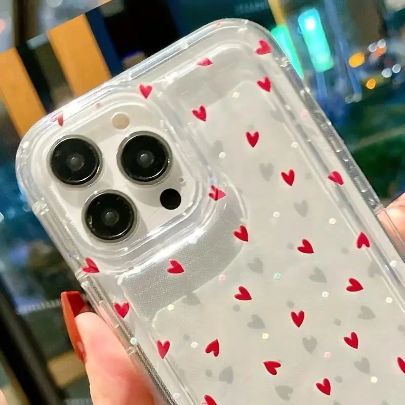 Love Heart Soft Clear Anti-Fall Shockproof Phone Case