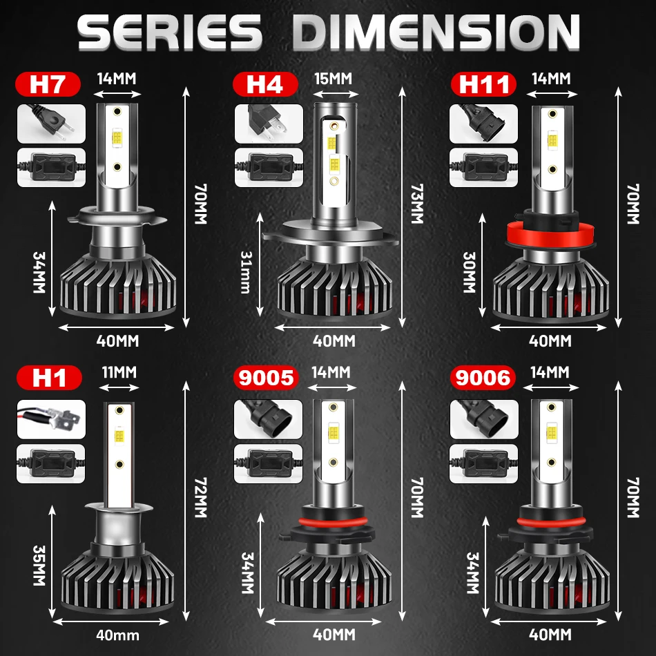 100W 25000Lm H1 H11 H7 LED Headlight Bulbs Canbus H4 LED H8 H9 9005 HB –  sd-estore