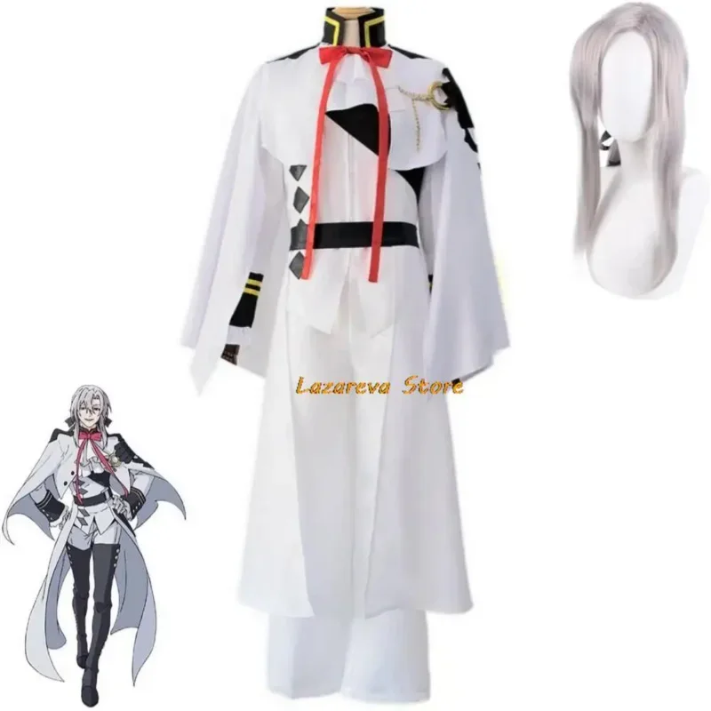 

Anime Ferid Bathory Owari No Seraph Of The End Cosplay Costume Wig Vampire White Uniform Hallowen Carnival Party Suit