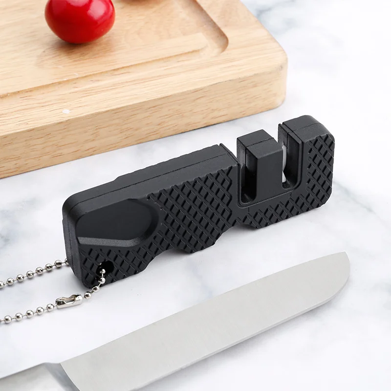 Portable Knife Whetstone Keychain Ceramic Tungsten Steel Scissor Sharpener Outdoor Multi Hook Camp Tool