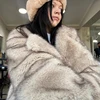 Luxury Brand Fashion Gradient Animal Color Faux Fur Coat Jacket Women 2024 Winter Loose Oversized Long Fluffy Overcoat Outerwear 4