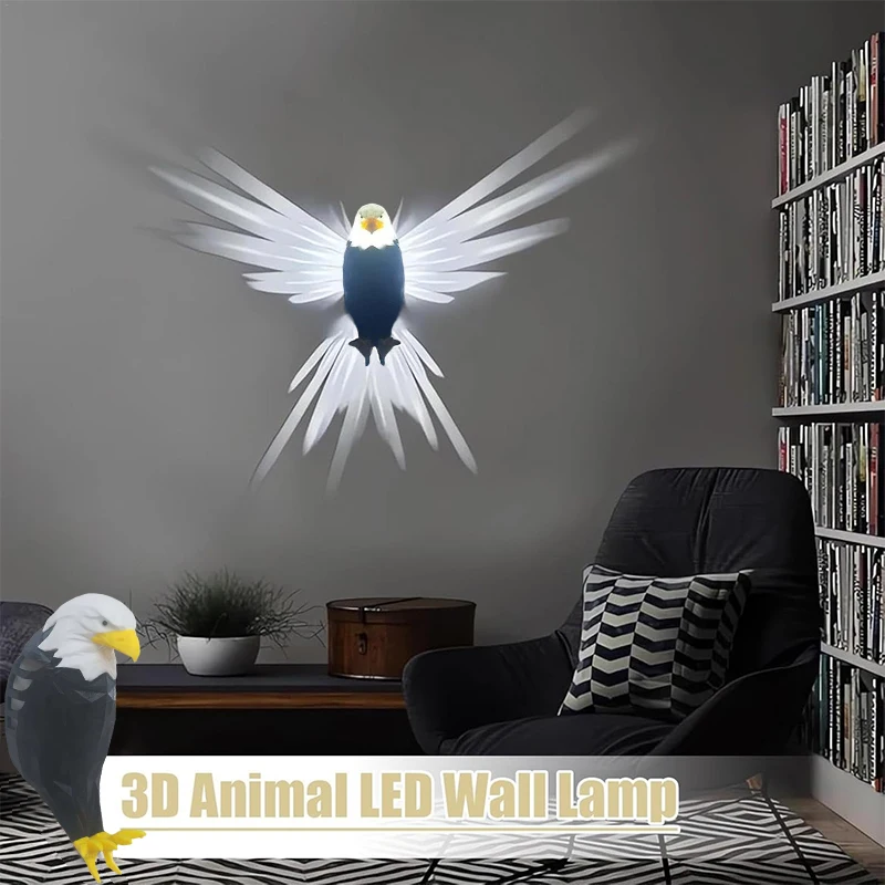 3D Wall Lamp Eagle Shape Projector Modern Creative Animal Lighting 3D Print Body Led Wall Lamp Wall Light Led Light Halloween Christma