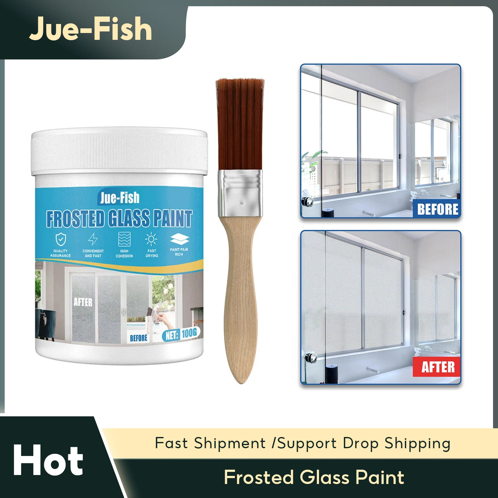 

Frosted Glass Paint Door Shading Matte Coating Surface Moisture Proof Privacy Covering Outdoor Indoor Window Hazy Frosted Paint