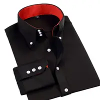 Men's Business Dress Shirt Button Down Collar Slim Fit Long Sleeves Fashion Drill Buckle Turtleneck Classic White Shirt for Man