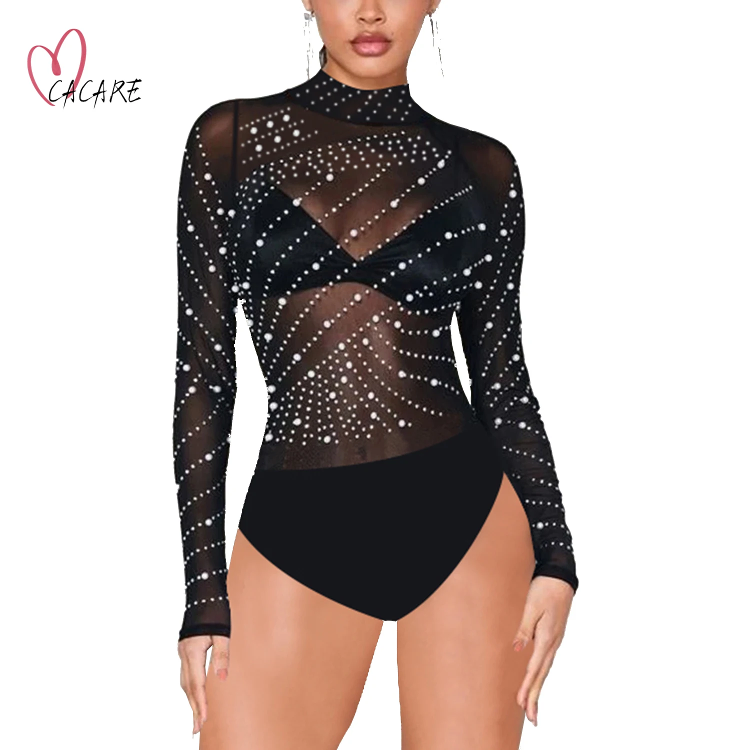 

2023 Sexy Mesh Bodysuit Women's Jumpsuit Traf Woman Clothing Bodys Clothes for Women Overalls One Piece Lingerie Female F0061