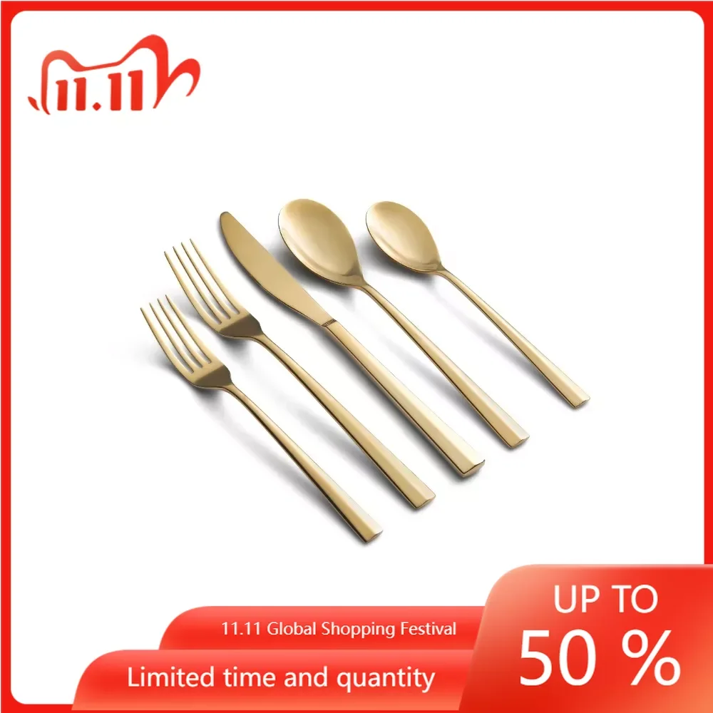 

Service for 4 Luxury Cutlery Set for Kitchen Accessories Gold Satin 18/0 20-Piece Flatware Set 24 Piece Stainless Steel Cutlery