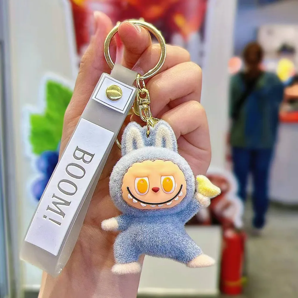 Labubu Flocking Fabric Keychain Pendant Bag Key Chain 1-Pcs