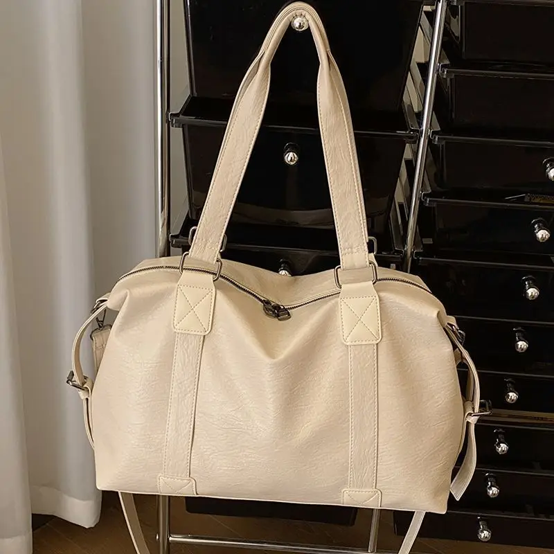 Big Black Shoulder Bags for Women Large Hobo Shopper Bag Solid Color Quality Soft Leather Crossbody Handbag Lady Travel Tote Bag - 4