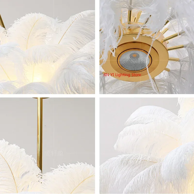 Nordic Feathers Art Living Room Pendent Lamp Bedroom Indoor Hanging Lamp Chandelier Home Decoration Ceiling Lamps