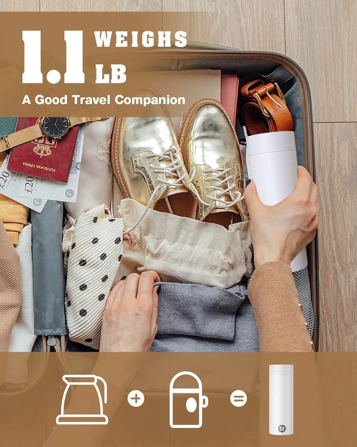 여행용 주전자, 휴대용 주전자, 커피, 차, 식품 등급, 3 in 1 미니 전기 주전자, 자동 전원 차단 소형 주전자, 물