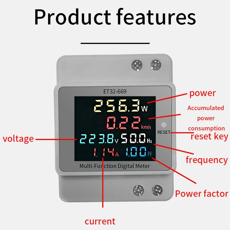 Electricity Meter Intelligent Electricity Meter 220V Voltage Current Power Frequency Factor Rail Type Meters