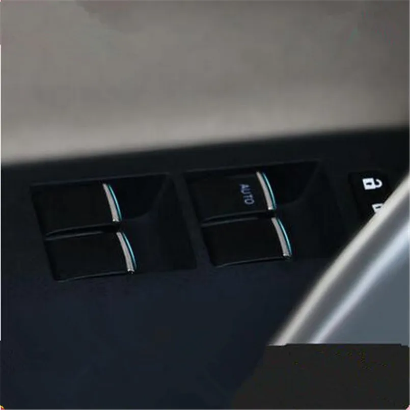 

Стайлинг автомобиля, наклейка на переключатель стеклоподъемника, дверная кнопка, хромированная отделка, подходит для Toyota Corolla Levin RAV4 2014-2017