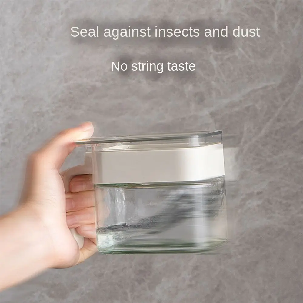 Glass Seasoning Box With Spoon Dustproof Lid Clear Countertop Spice Condiment Salt Sugar Storage Jar Container Kitchen Supplies 5