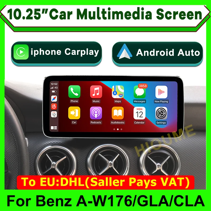 Автомобильный мультимедийный экран Apple CarPlay 10 25 дюйма Android для Mercedes Benz A W176 CLA C117 X117