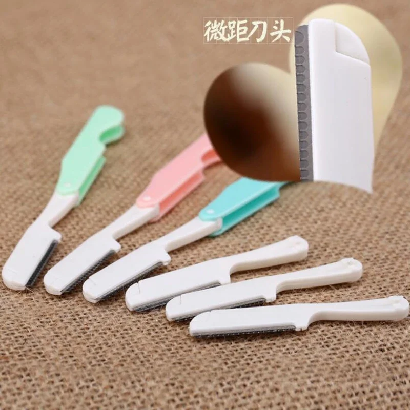 Foldable Portable Eyebrow Trimmer Safe Sharp Threading Stainless Steel Knife Hair Revomal Scraper Makeup Tool