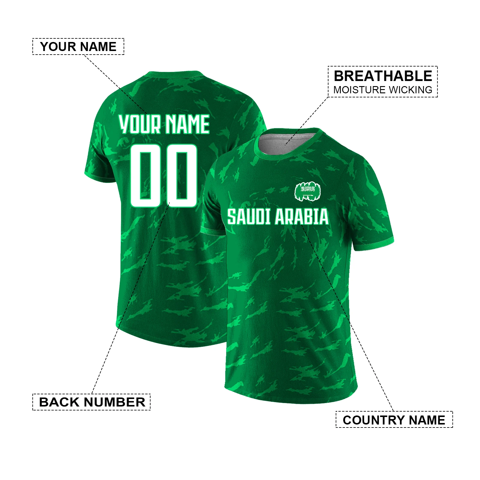Custom Saudi Arabia National Team Soccer T-shirt for Men S17daa682dd894120b6c57c3f73e8777eZ