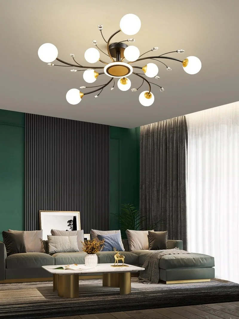 

Living Room Lamp Chandelier Modern Minimalist Atmosphere Light Luxury Restaurant Crystal Nordic Decorative Led Ceiling Lamps