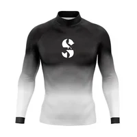 Summer Men's Rash Guard Long Sleeve Surf Swim T-shirt Beach UV Protection Swimwear Lycra Surfing Diving Swimsuit Rashguard Shirt