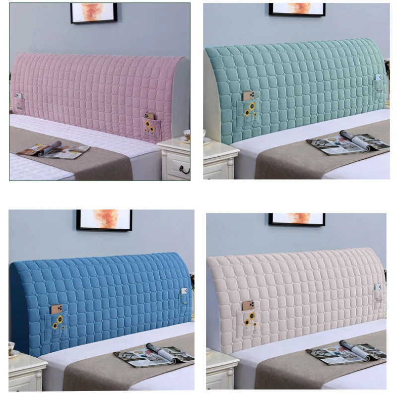 All-inclusive Super Soft Smooth Quilted Head Cover Thicken Velvet Headboard Cover Solid Color Bed Back Dust Protector